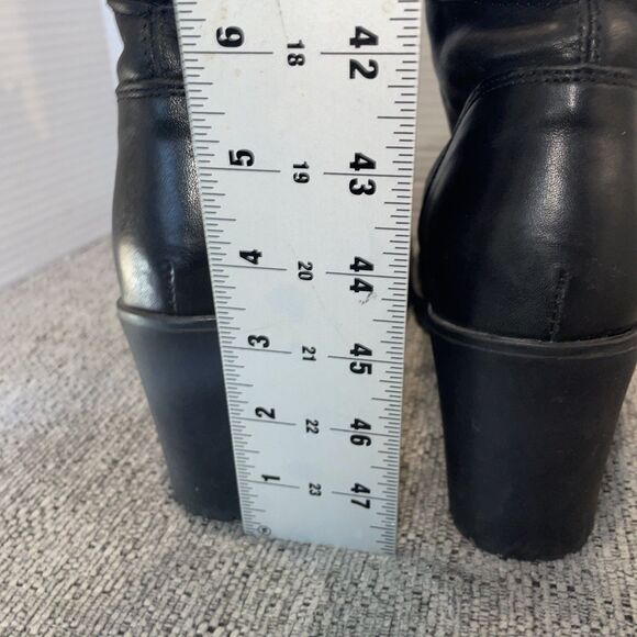 Steve Madden Booties Womens 10 Black Lace Up Leather High Heel Moto Ankle Boots - Picture 11 of 14